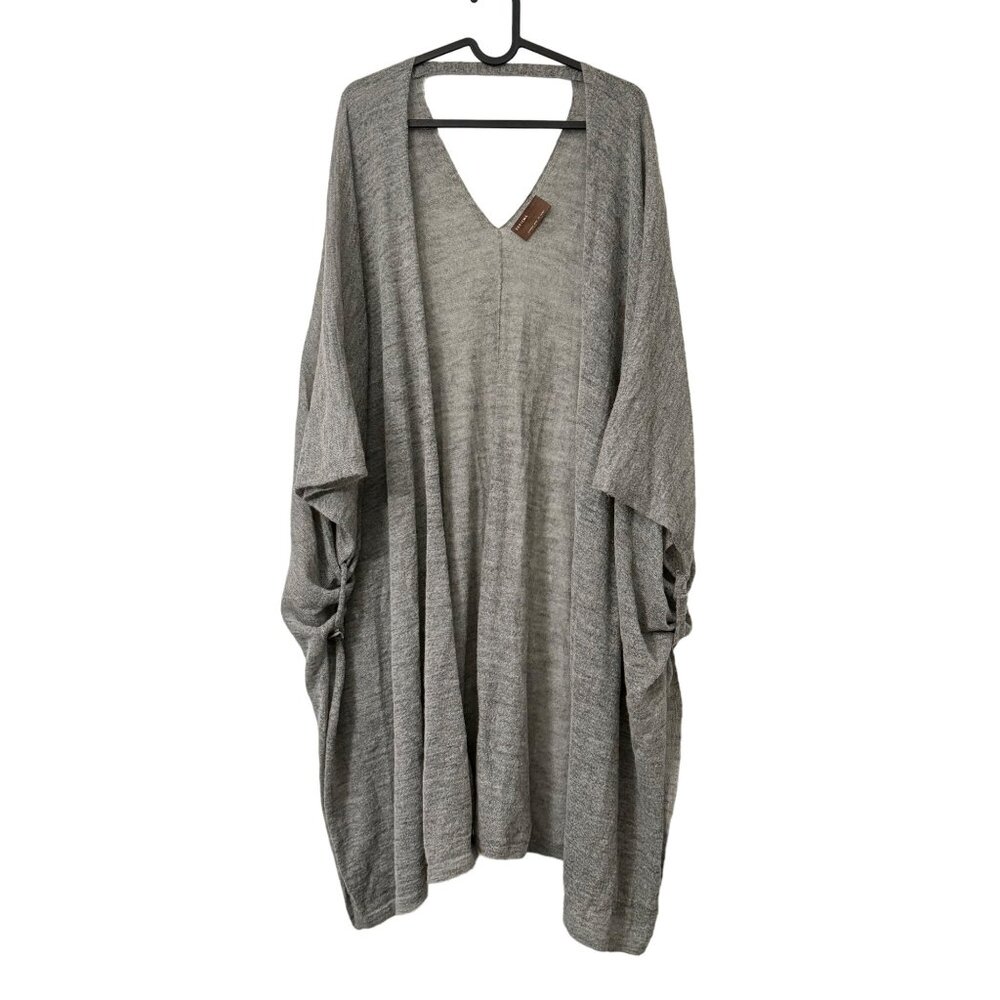 Kerisma Gray Mohair Blend Wrap Shawl Open Duster Cardigan Womens One Size